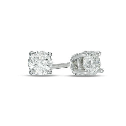 Brincos de cravos de diamante de corte redondo brilhante 2.00 quilates Wg 14K - harrychadent.pt