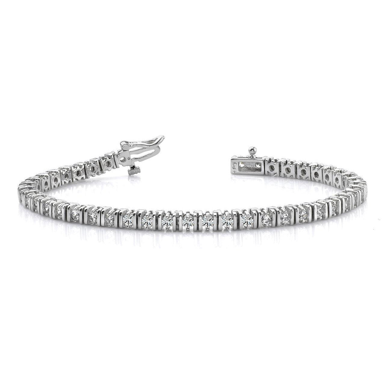 Bracelete de tênis de corte redondo espumante 4 quilates de diamantes em ouro branco 14K - harrychadent.pt