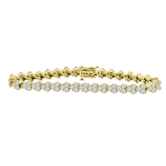 Bracelete de senhora com corte redondo espumante 5 quilates e diamantes YG 14K - harrychadent.pt