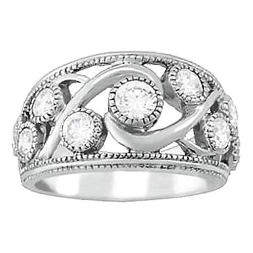 Diamante redondo de 1,50 quilates Anel de aniversário de haste grossa em ouro branco 14K - harrychadent.pt