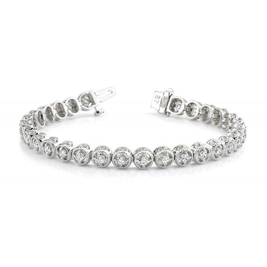 Pulseira de tênis de diamante redondo 4.80 quilates em ouro branco 14K - harrychadent.pt