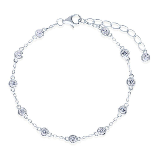 Pulseira de corrente redonda de diamante by the Yard em ouro branco 14K 3 ct - harrychadent.pt