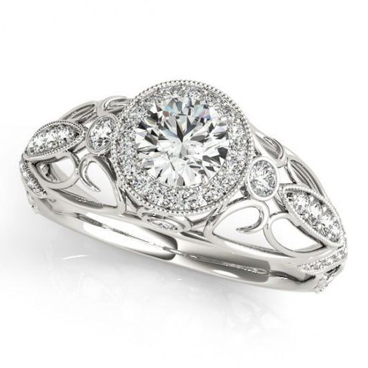 Aniversário de noivado de diamante redondo 1,10 quilates Anel extravagante WG 14K - harrychadent.pt