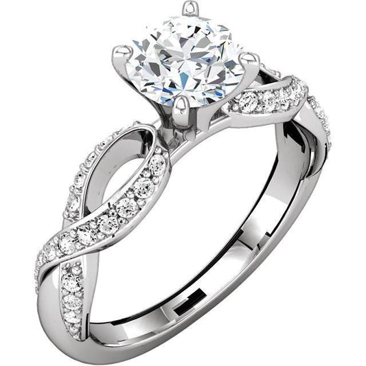 Anel de aniversário de noivado de diamante redondo de 1,97 quilates WG 14K - harrychadent.pt