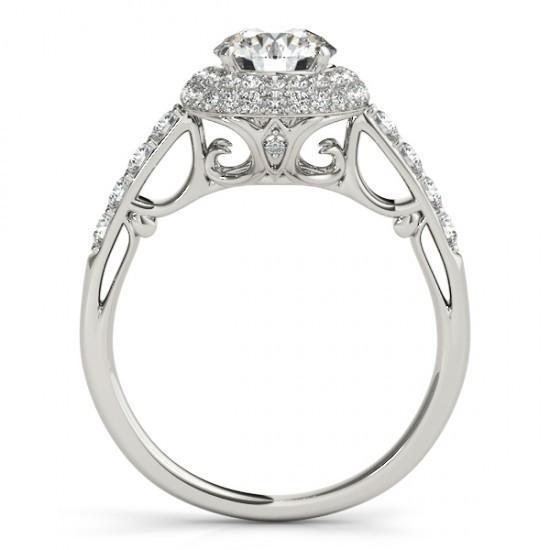 Anel de diamante redondo extravagante de noivado de halo 2.50 quilates em ouro branco 14K - harrychadent.pt