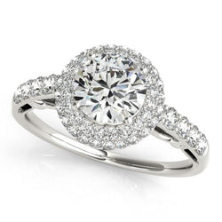 Round Diamond Engagement Fancy Halo Ring 2.50 Carats White Gold 14K
