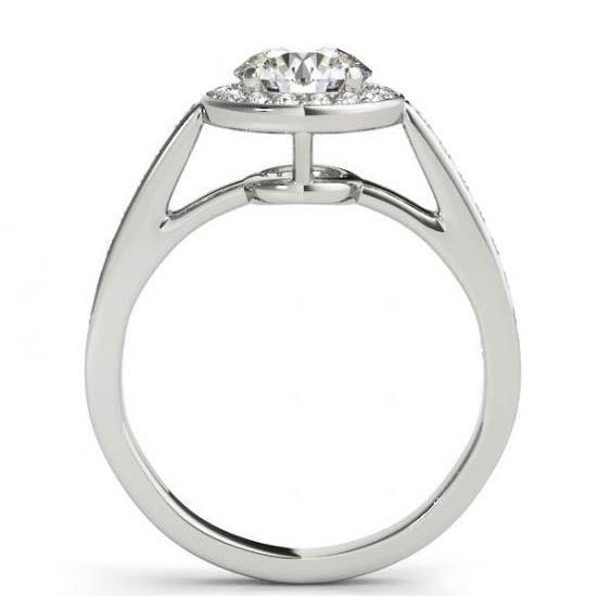 Anel de halo de noivado de diamante redondo de 1.50 quilates em ouro branco 14K - harrychadent.pt