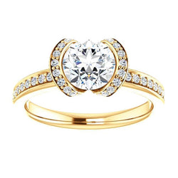Round Diamond Engagement Ring 1.85 Carats Yellow Gold 14K Jewelry New
