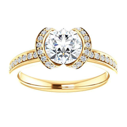 Anel de noivado de diamante redondo de 1.86 quilates. ouro amarelo 14K joias novas - harrychadent.pt