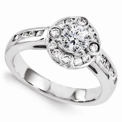 Centro do anel de noivado de diamante redondo com realce 1.30 quilates WG 14K - harrychadent.pt