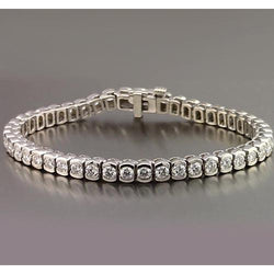 Round Diamond Half Bezel Set Tennis Bracelet 4.90 Carats Jewelry New