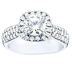 Round Diamond Halo Engagement Ring White Gold 2.25 Carats Jewelry