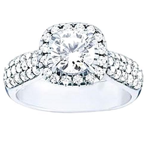 Anel de noivado redondo de diamante Halo em ouro branco e joias de 2.25 quilates - harrychadent.pt