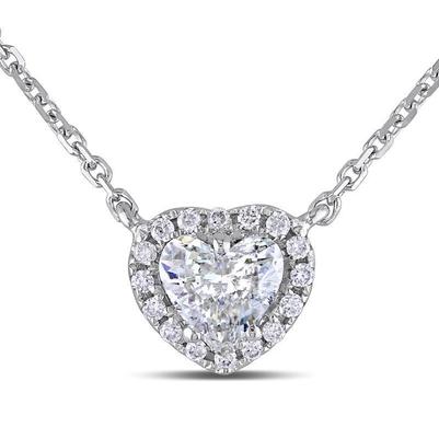 Colar com pingente redondo de diamante em forma de coração de 3.60 quilates em ouro branco 14K - harrychadent.pt
