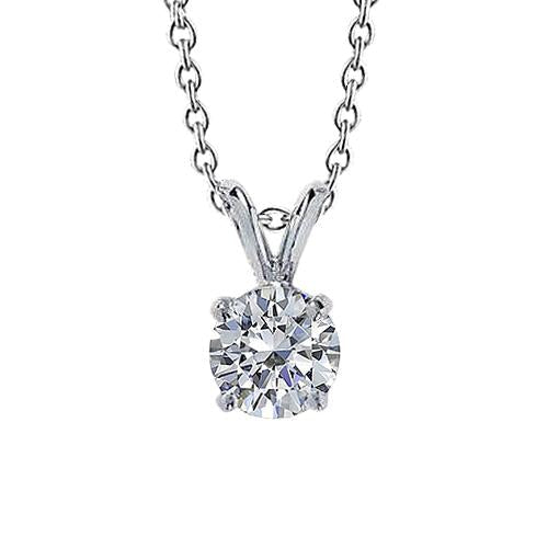 Colar Solitário de Diamante Redondo para Lady Solitaire de 1 quilate e ouro branco 14K - harrychadent.pt