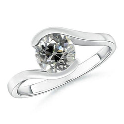 Round Diamond Old Cut Ring Solitaire Tension Style 3 Carats