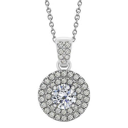 Round Diamond Pendant Necklace 1.85 Carat Without Chain White Gold 14K