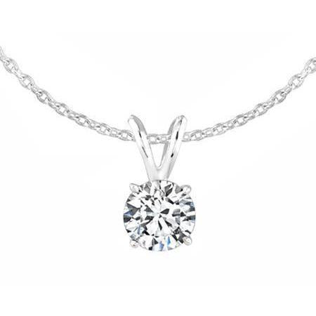 Colar de pingente de diamante redondo com corrente em ouro branco de 0.75 quilates 14K - harrychadent.pt