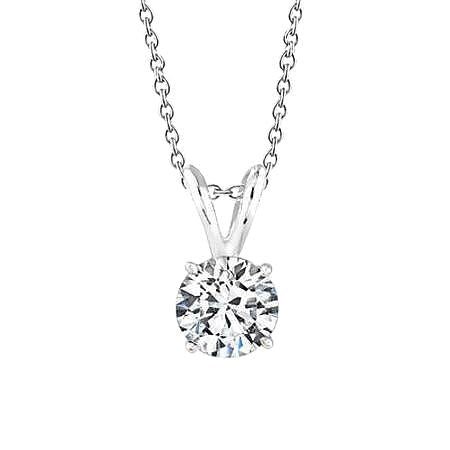 Colar de pingente de diamante redondo com corrente em ouro branco de 0.75 quilates 14K - harrychadent.pt