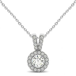 Round Diamond Pendant Necklace Without Chain 1.25 Carat Solid Gold 14K