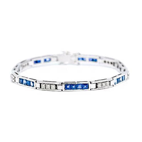 Pulseira de tênis redonda de diamante e princesa safira 5.70 quilates - harrychadent.pt