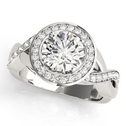 Round Diamond Solitaire With Accent Halo Ring 2.10 Carat WG 14K