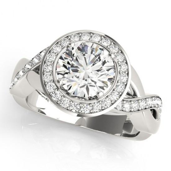 Solitário de diamante redondo com anel de halo acentuado de 2.10 quilates WG 14K - harrychadent.pt