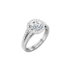 Round Diamond Solitaire With Accents Halo Ring 2.11 Ct. White Gold