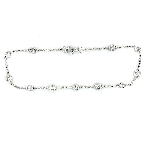 Pulseira redonda de diamante de 3,30 quilates 11 pedras em ouro branco 14K - harrychadent.pt