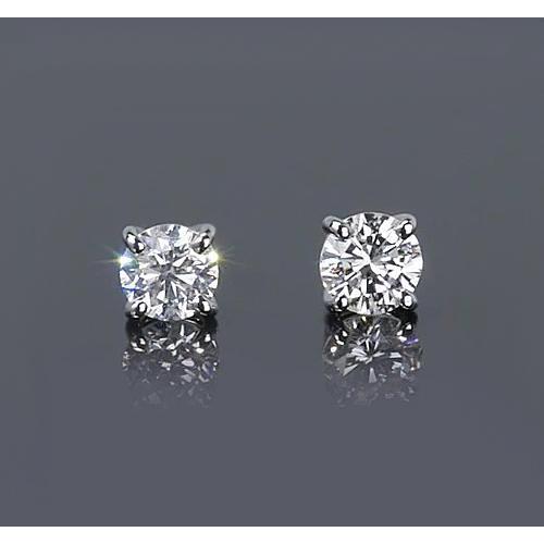 Brinco de diamante redondo com pino de 1.50 quilates estilo pino em ouro branco 14K - harrychadent.pt