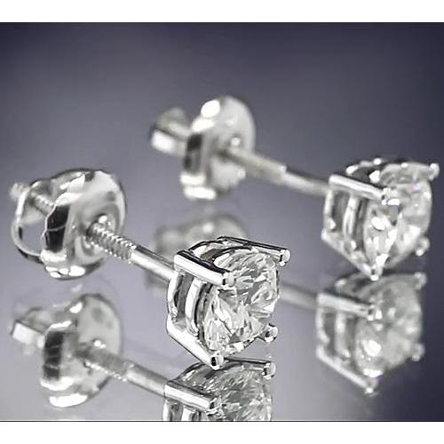 Brinco redondo de diamante com cravos de 1.60 quilates e ouro branco 14K configuração de cesta - harrychadent.pt