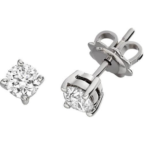 Brinco redondo de diamante com pino de 2 quilates em ouro branco sólido 14K joias femininas - harrychadent.pt