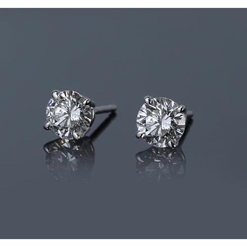 Brincos de diamante redondos e joias de ouro branco 14K de 1 quilate - harrychadent.pt