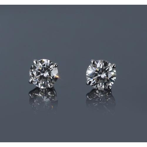 Brincos de diamante redondos e joias de ouro branco 14K de 1 quilate - harrychadent.pt