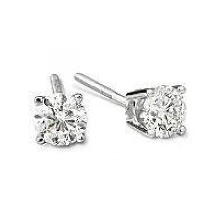 Brinco redondo de diamante com tachas de 3 ct. Joias de ouro branco - harrychadent.pt