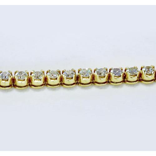 Pulseira redonda de diamante de tênis 4 quilates e ouro amarelo 14K - harrychadent.pt