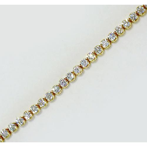 Pulseira redonda de diamante de tênis 4 quilates e ouro amarelo 14K - harrychadent.pt