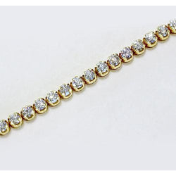 Round Diamond Tennis Bracelet 4 Carats Yellow Gold 14K