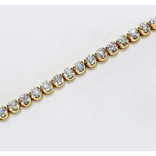 Pulseira redonda de diamante de tênis 4 quilates e ouro amarelo 14K - harrychadent.pt