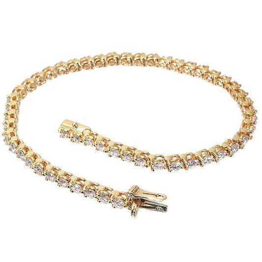 Pulseira redonda de diamante de tênis 57 pedras 4.56 ct. YG 14K - harrychadent.pt