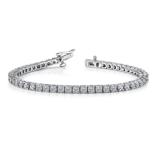 Bracelete redondo de diamante de tênis lindo conjunto de pontas de 5.30 ct em ouro branco - harrychadent.pt