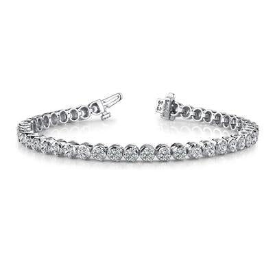 Conjunto de bracelete de diamante redondo de tênis com pino 10.08 quilates WG 14K - harrychadent.pt
