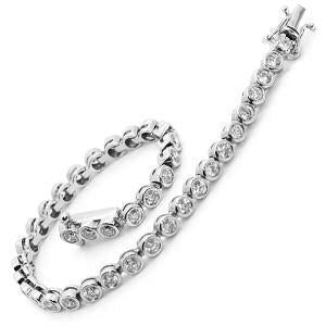 Pulseira redonda de diamante de tênis em ouro branco sólido 14K diamantes 5.70 ct - harrychadent.pt