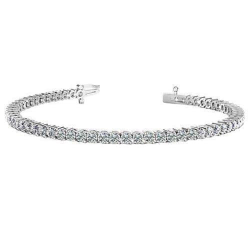 Bracelete redondo de diamante de tênis em ouro branco 14K conjunto de pinos de 5.30 quilates - harrychadent.pt