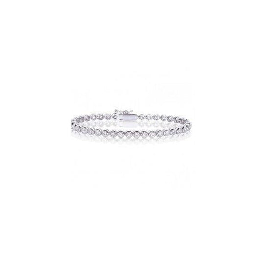 Pulseira redonda de diamante de tênis em ouro sólido branco 14K 7 quilates - harrychadent.pt