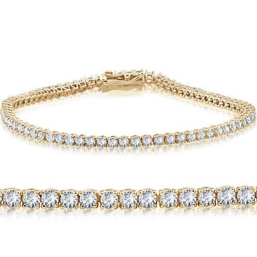 Pulseira redonda de diamante para tênis feminino 4.50 quilates e ouro amarelo 14K - harrychadent.pt