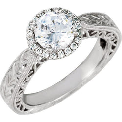 Round Diamond Vintage Style Halo Ring 1.66 Carats Filigree Jewelry