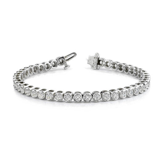 Pulseira redonda de diamante feminino de tênis em ouro maciço branco 14K 10.50 Ct - harrychadent.pt