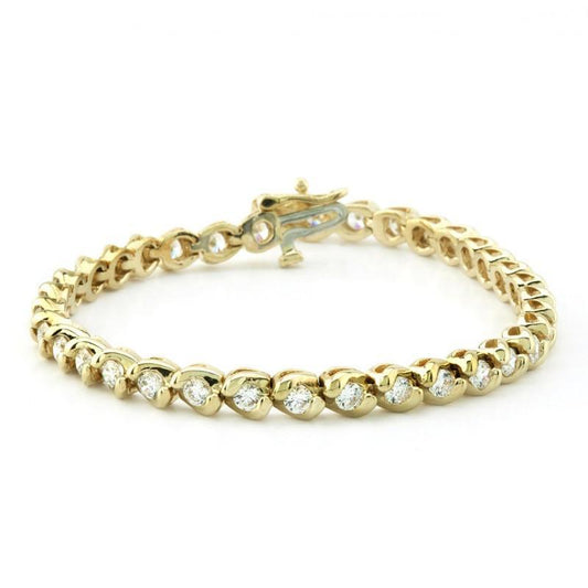 Pulseira de tênis redondo de diamantes básicos 14K ouro amarelo 6 quilates - harrychadent.pt