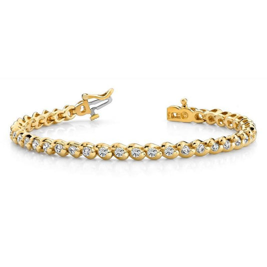 Pulseira de tênis redondo de diamantes básicos 14K ouro amarelo 6 quilates - harrychadent.pt